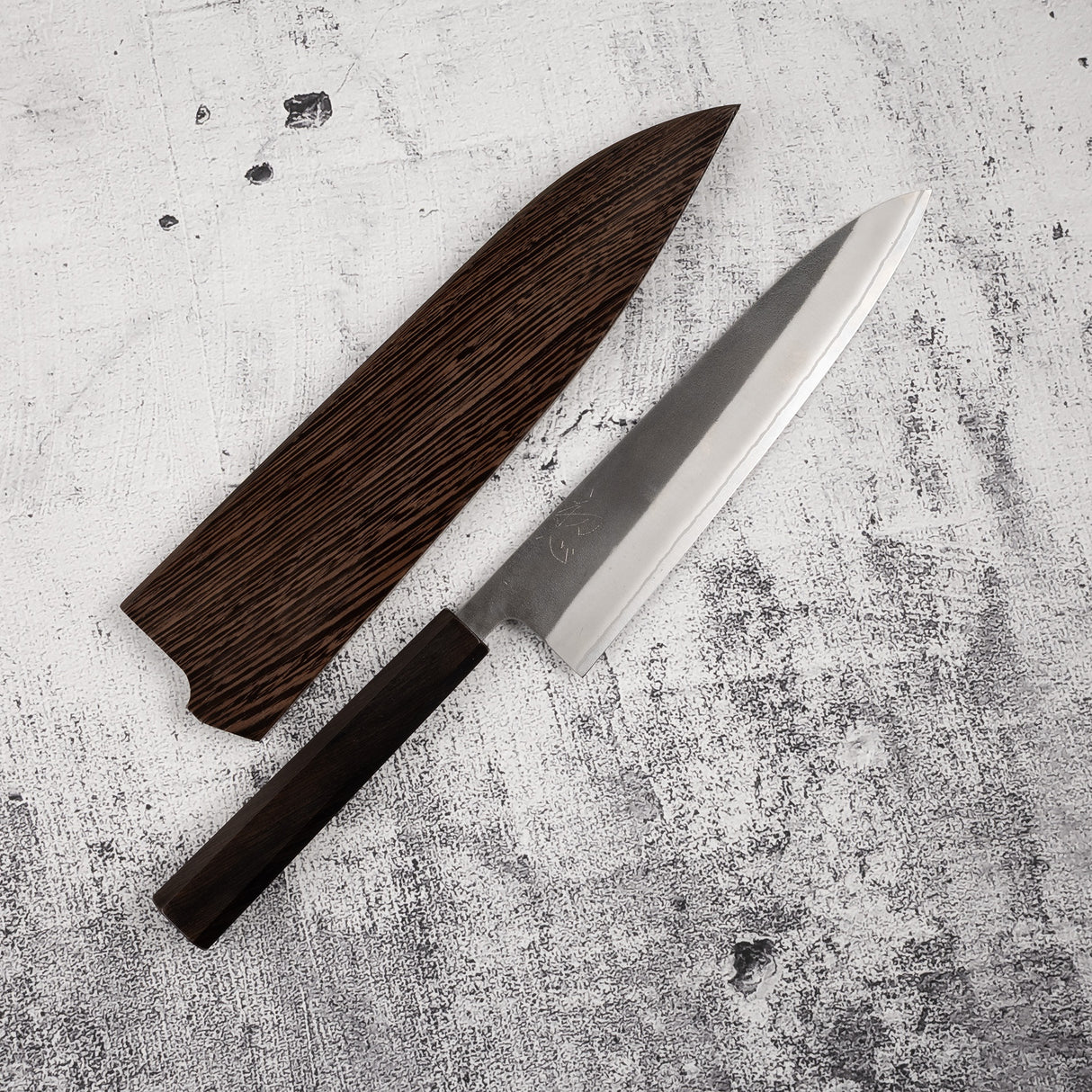 Yoshikane White 2 KU Nashiji Gyuto 210mm Stainless Clad Ebony by Hatsukokoro