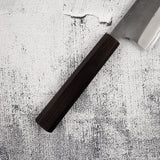 Yoshikane White 2 KU Nashiji K-tip Gyuto 210mm Stainless Clad Ebony by Hatsukokoro