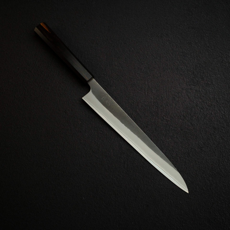 Yoshikane White 2 KU Nashiji Sujihiki 240mm, Stainless Clad Ebony by Hatsukokoro