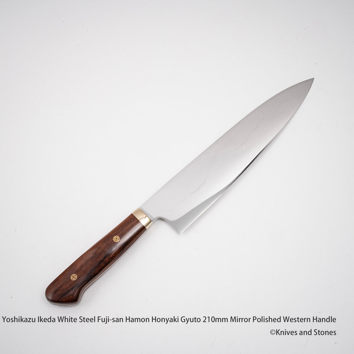 Yoshikazu Ikeda (池田美和) Honyaki Mt. Fuji Hamon Western Gyuto 210mm Ironwood Handle