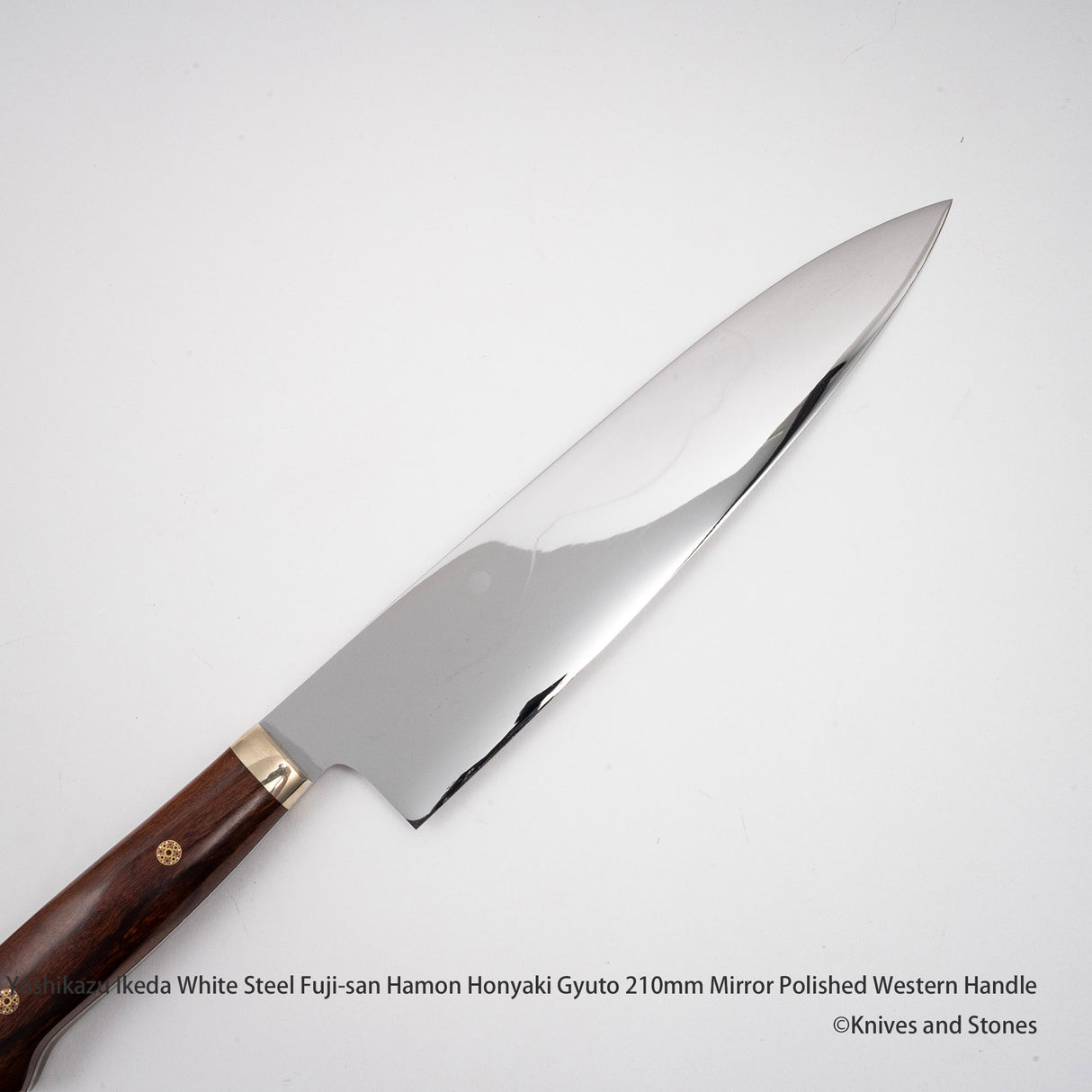 Yoshikazu Ikeda (池田美和) Honyaki Mt. Fuji Hamon Western Gyuto 210mm Ironwood Handle