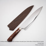 Yoshikazu Ikeda (池田美和) Honyaki Mt. Fuji Hamon Western Gyuto 210mm Ironwood Handle