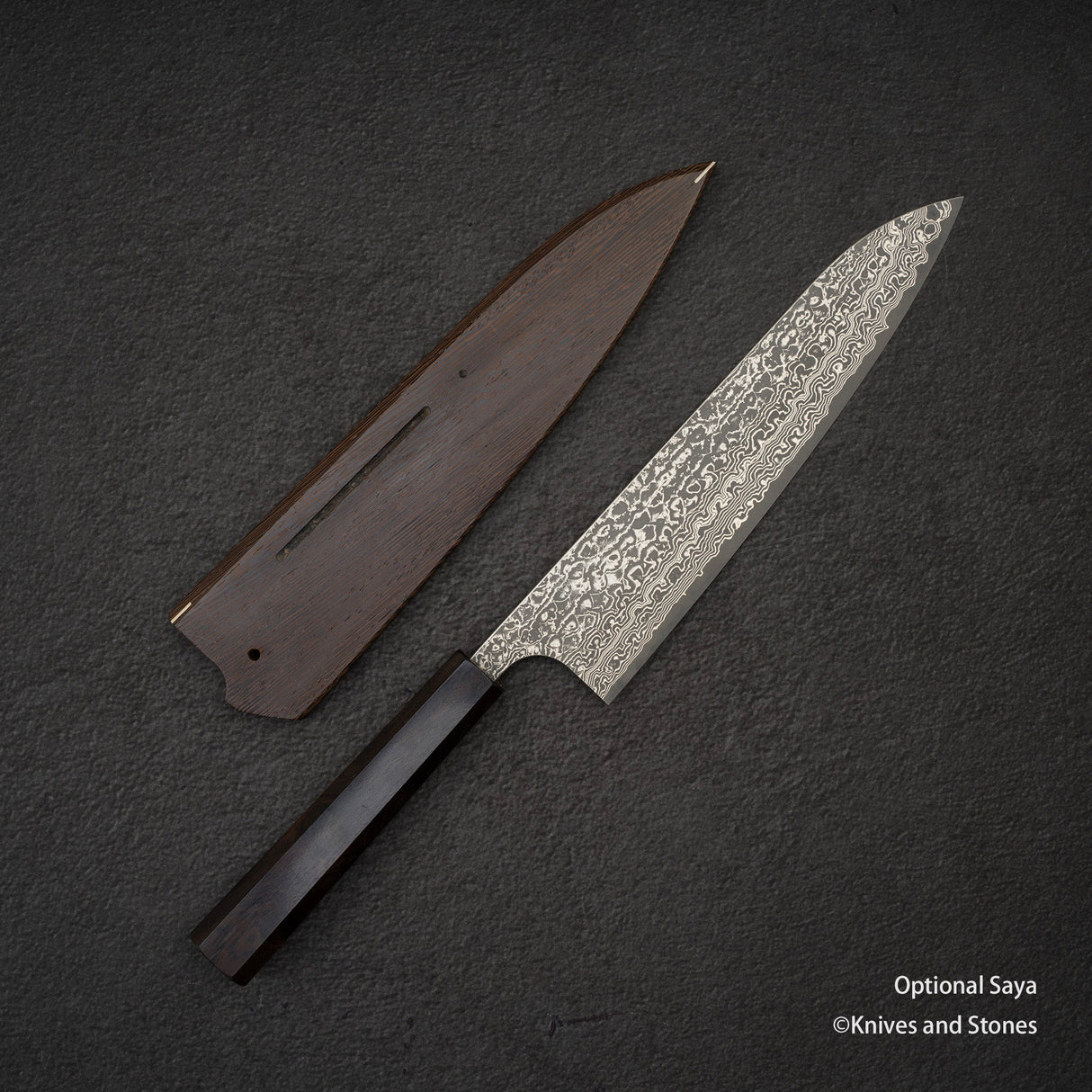 Yoshimi Kato VG10 Etched Damascus Gyuto 210mm Ebony Handle