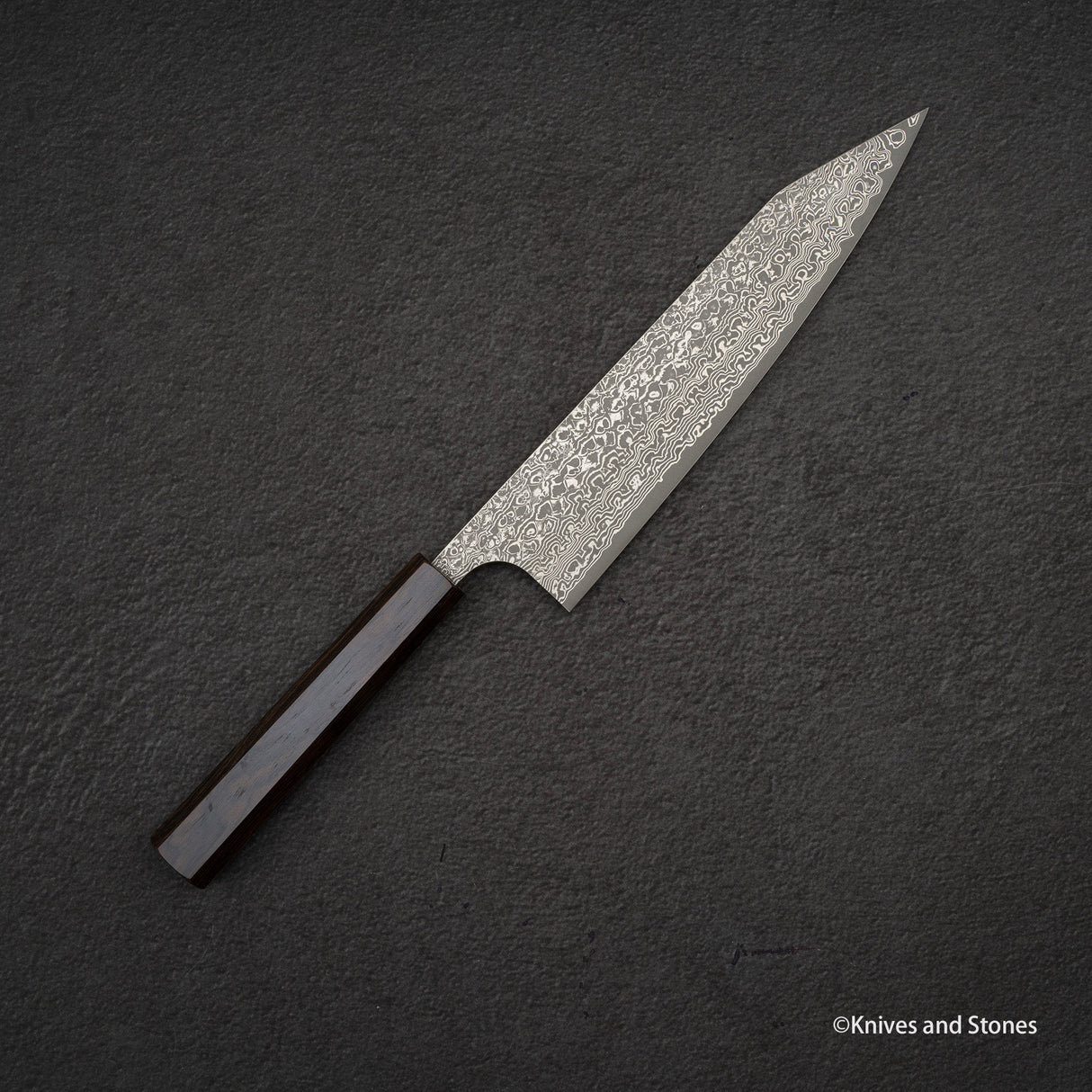 Yoshimi Kato VG10 Etched Damascus K-tip Gyuto 210mm Ebony Handle