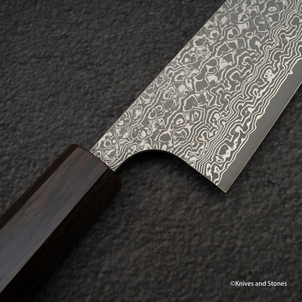 Yoshimi Kato VG10 Etched Damascus K-tip Gyuto 210mm Ebony Handle