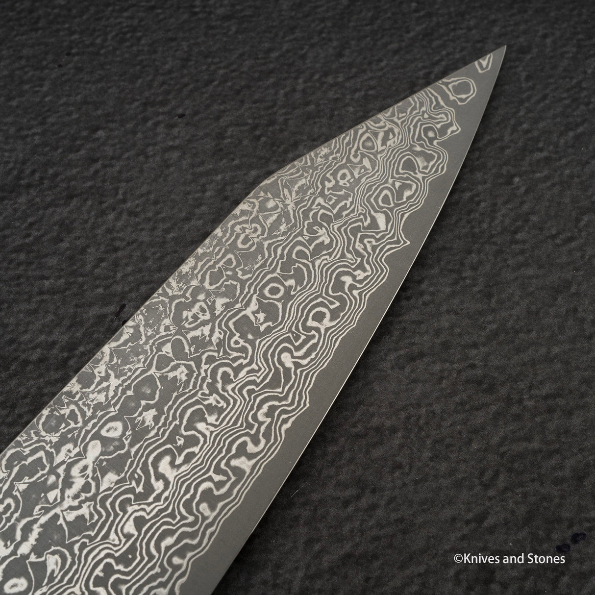 Yoshimi Kato VG10 Etched Damascus K-tip Gyuto 210mm Ebony Handle