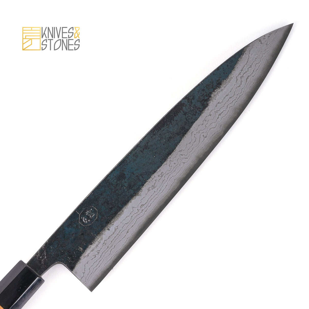 Hatsukokoro Kumokage Blue 2 Kurouchi Damascus Gyuto 210mm Black Chacate Handle