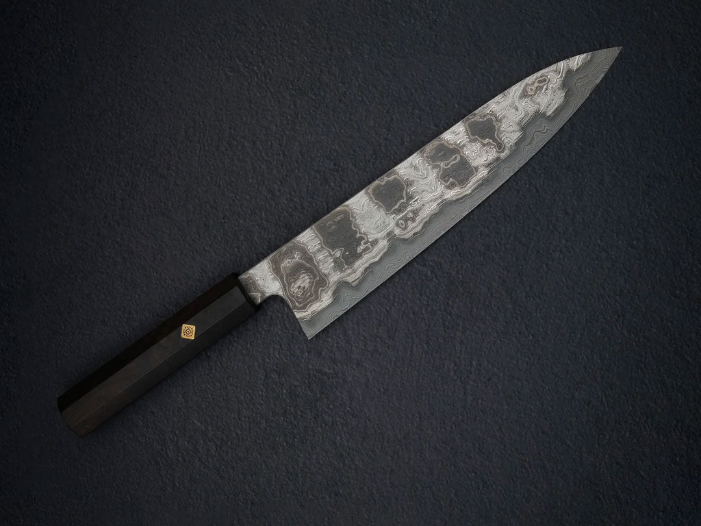 Ebony with Square Pin Silm Octagonal handle mounted on knife