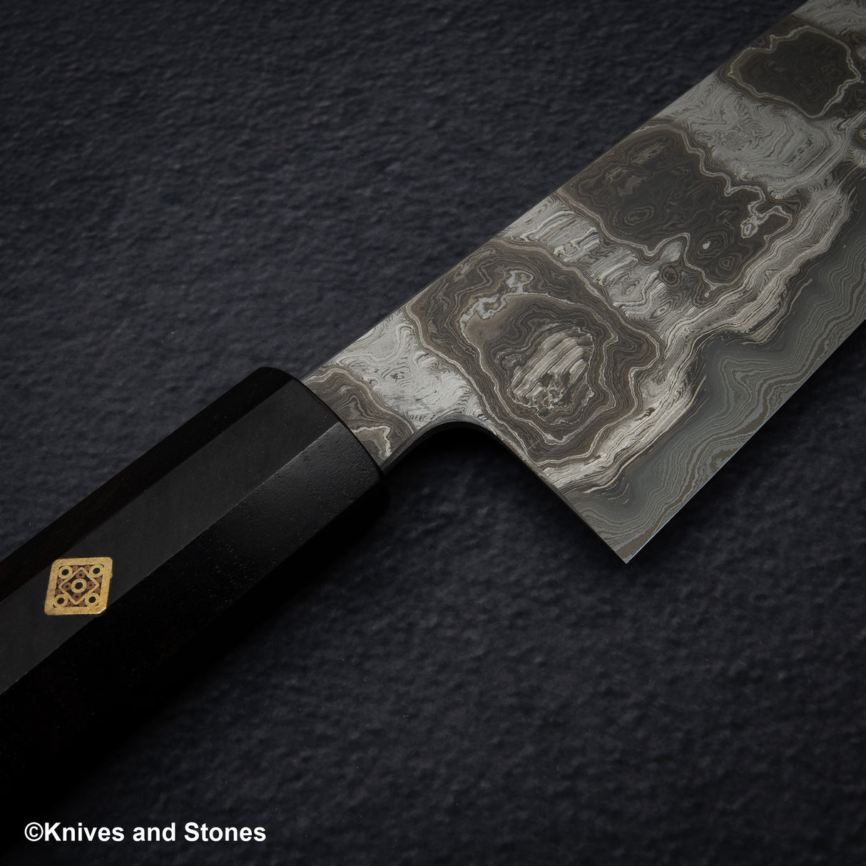 Shoichi Hashimoto (橋本庄市) Kazemachi Blue / White Damascus Gyuto 240mm