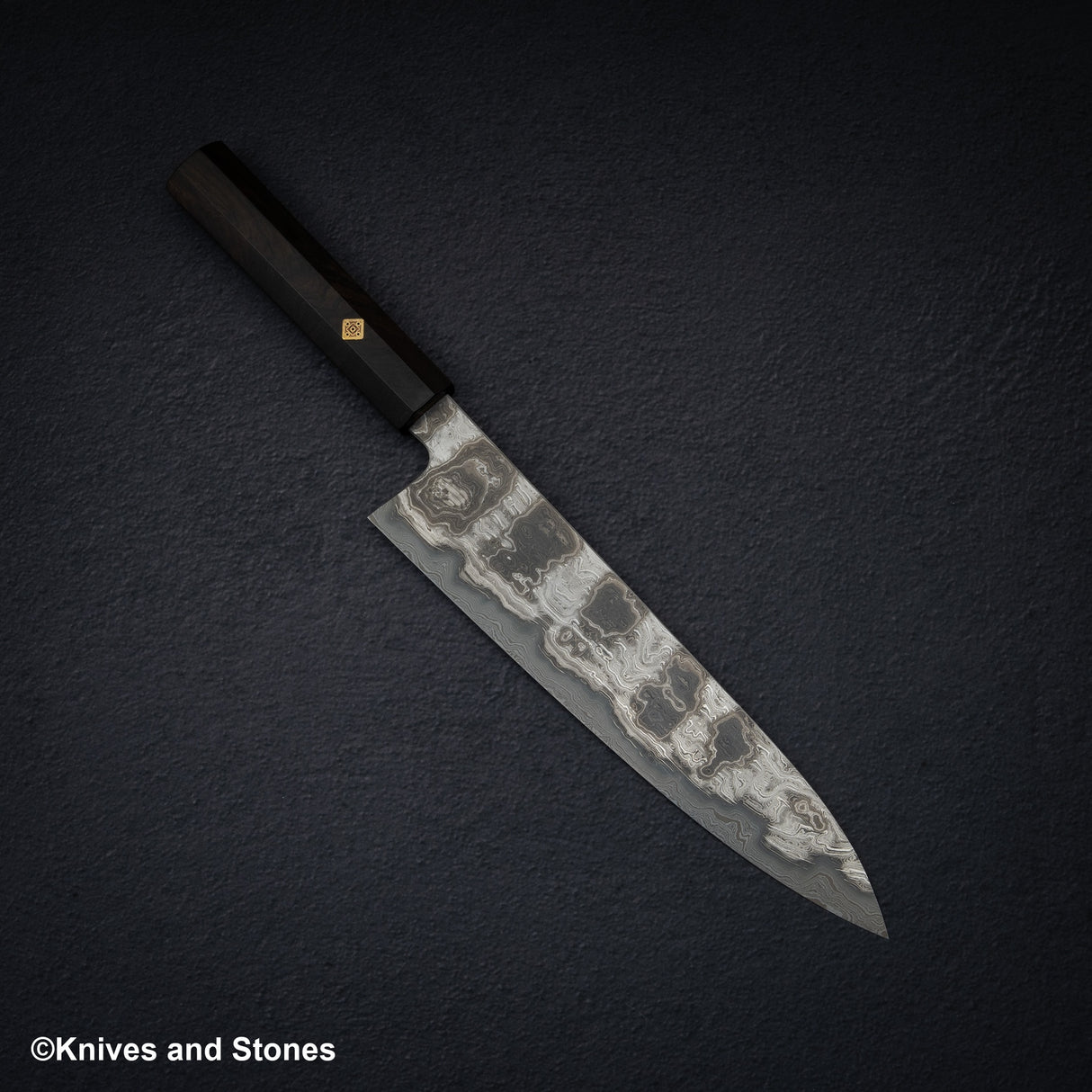Shoichi Hashimoto (橋本庄市) Kazemachi Blue / White Damascus Gyuto 240mm