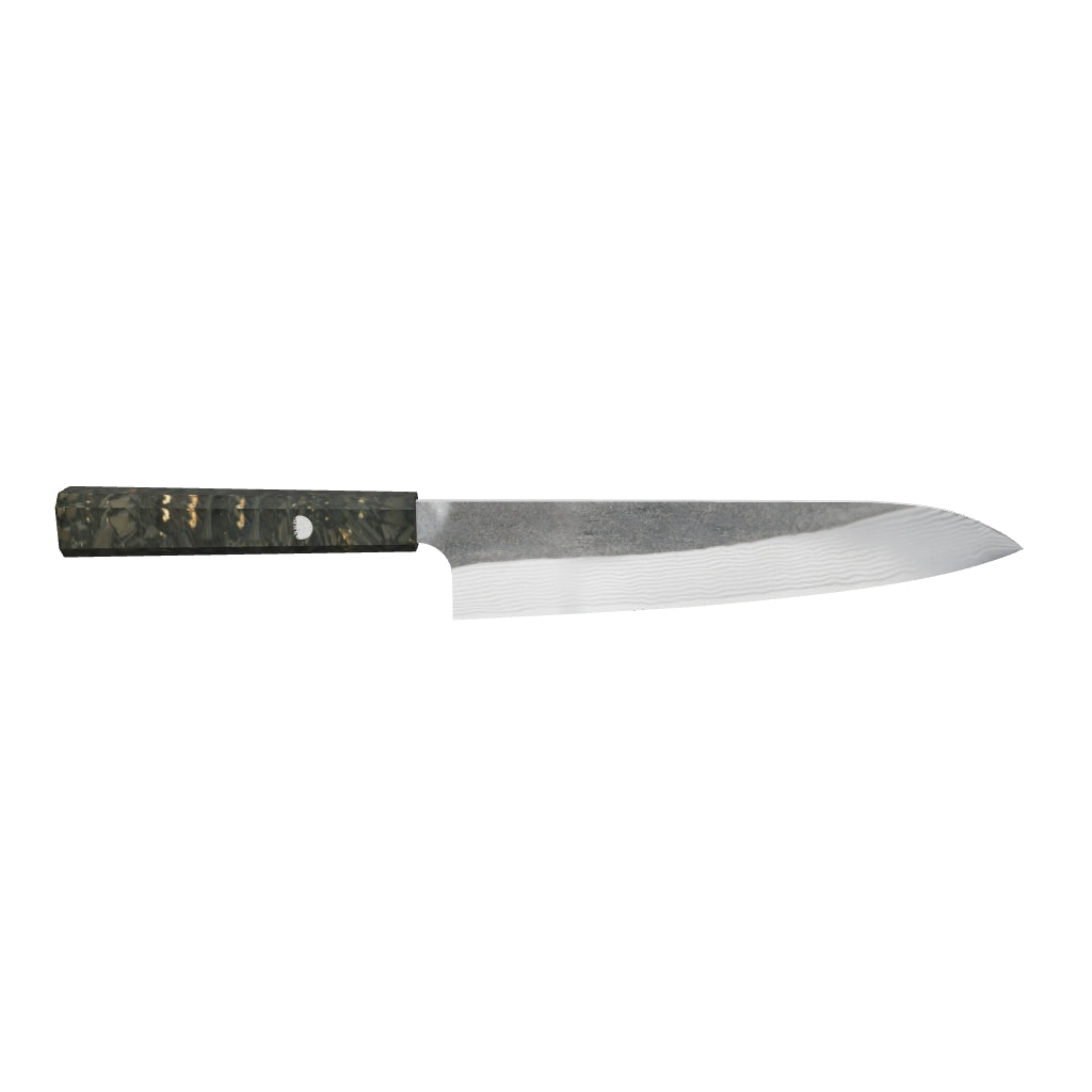 Hatsukokoro Ginsan Kurouchi Damascus Gyuto 240mm Carbon Fibre Handle 3D model