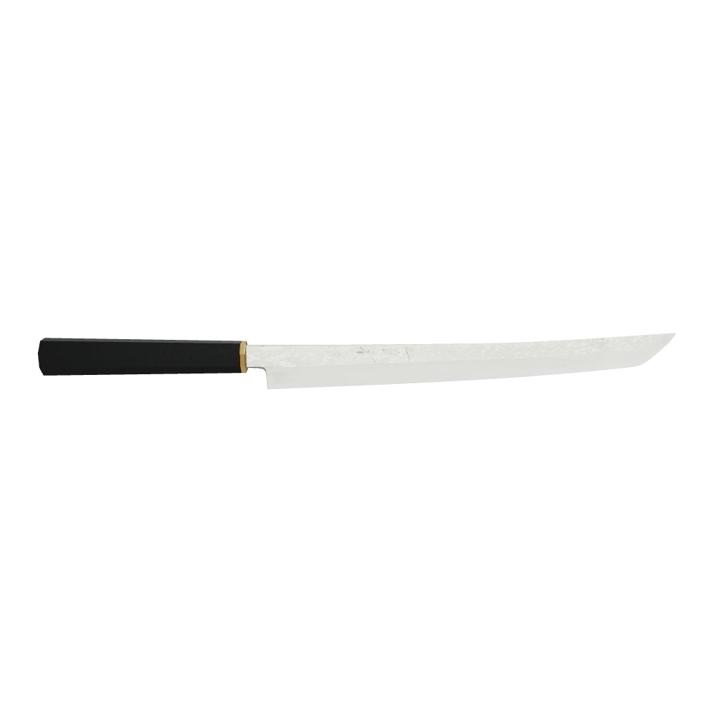 Shigeki Tanaka VG10 Damascus Sakimaru-Takobiki 300mm w/ Saya 3D model