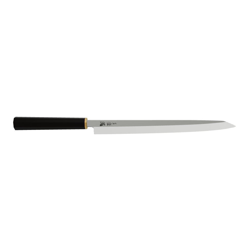 Sukenari VG XEOS Nimai Kiritsuke Yanagiba 300mm, Ebony Handle with Brass Ferrule 3D model