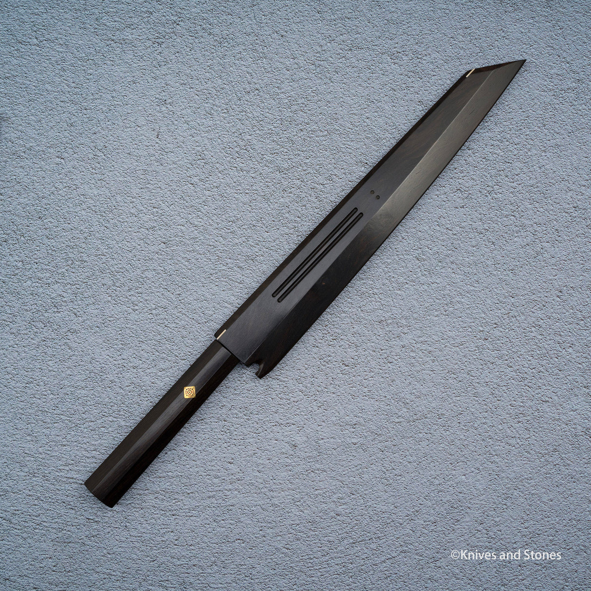 K&S Magnetic Kiritsuke Yanagiba Saya  & Handle Set Stabilized Curly Maple / Ebony / Pau Rosa