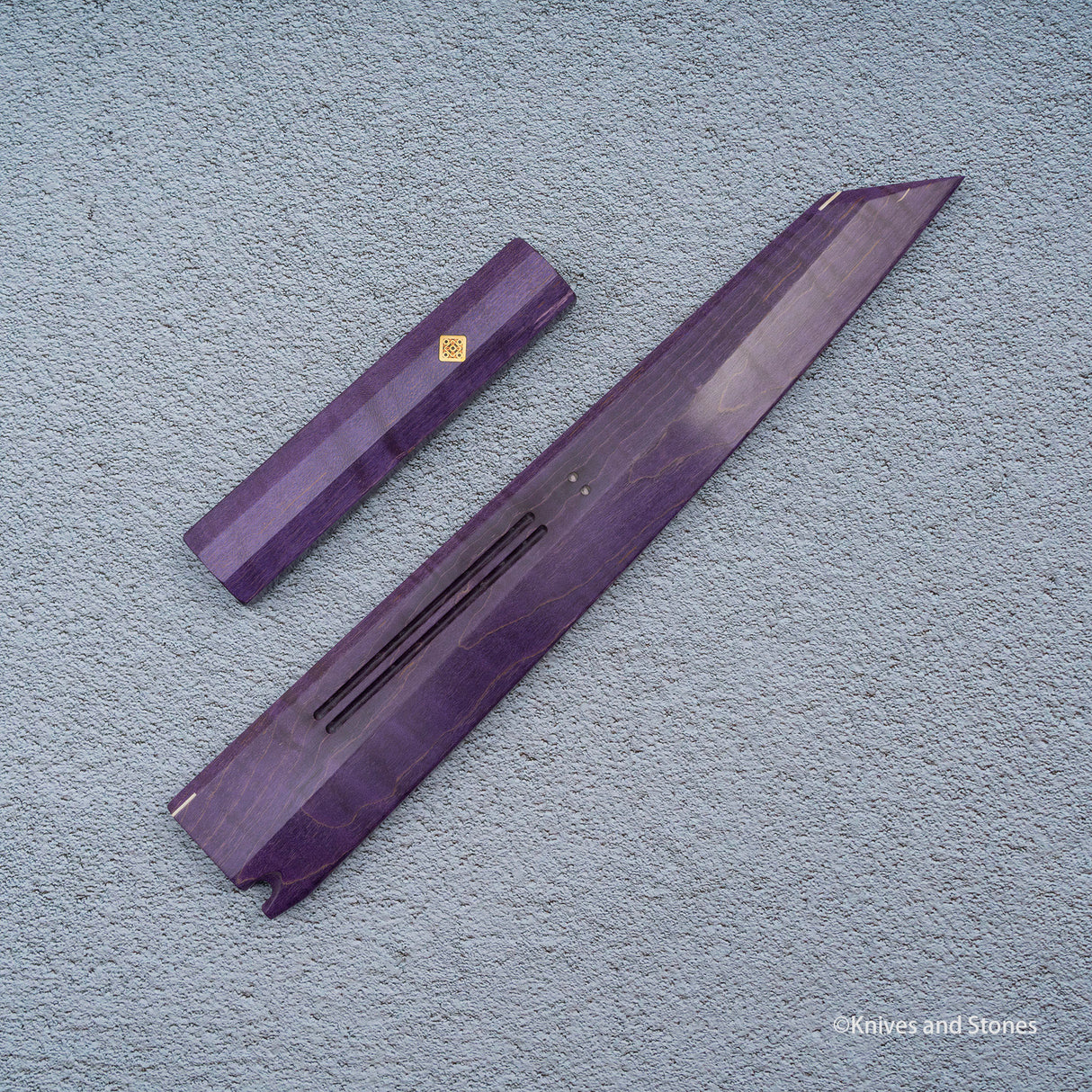 K&S Magnetic Kiritsuke Yanagiba Saya  & Handle Set Stabilized Curly Maple / Ebony / Pau Rosa