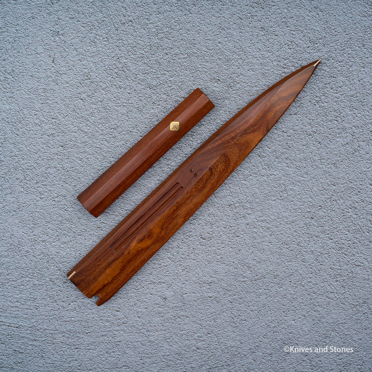K&S Yanagiba Magnetic Saya & Handle Set Stabilized Curly Maple / Ebony / Pau Rosa