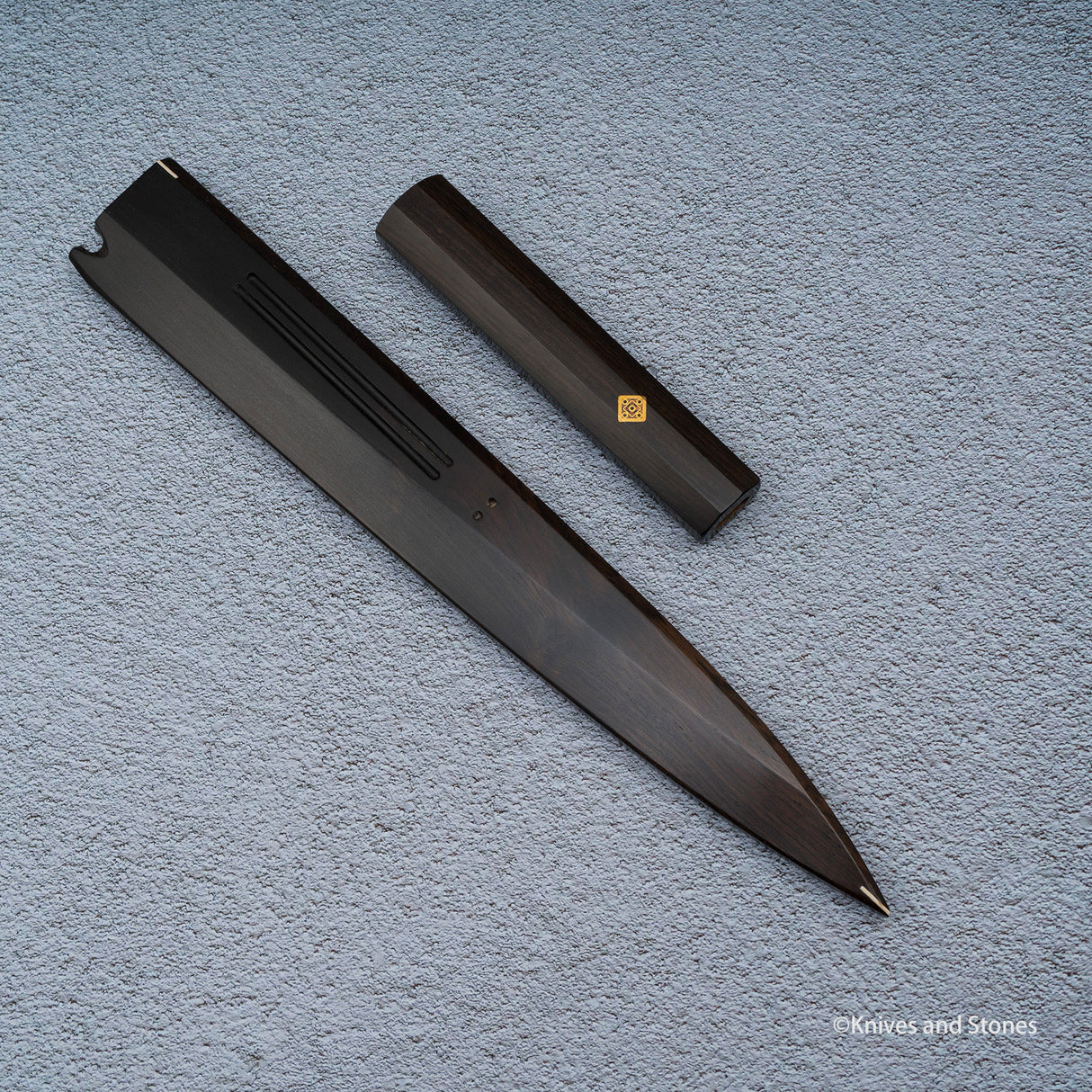 K&S Yanagiba Magnetic Saya & Handle Set Stabilized Curly Maple / Ebony / Pau Rosa