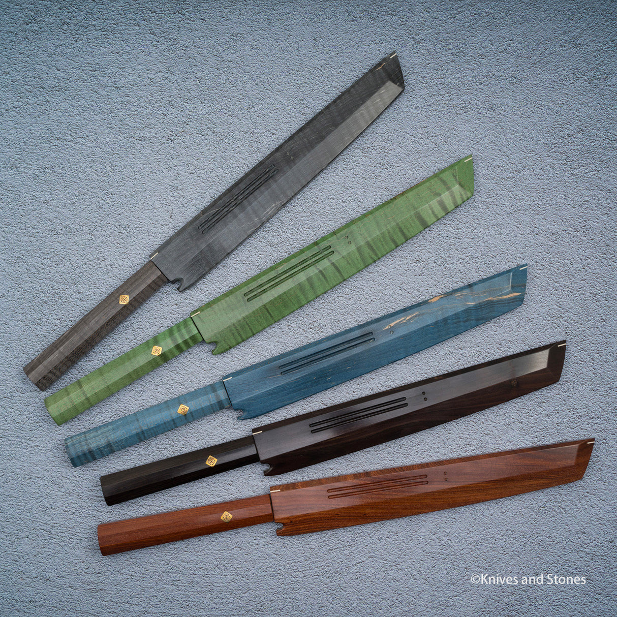 K&S Magnetic Sakimaru Saya  & Handle Set Stabilized Curly Maple / Ebony / Pau Rosa