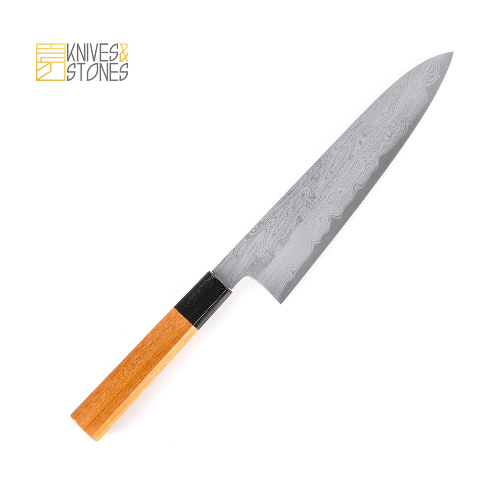 Hatsukokoro By Nakagawa Blue 1 Wide Bevel Damascus