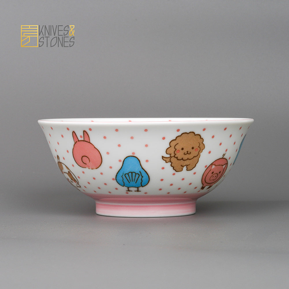 Mino Ware Kids Dish 4 pcs Set Animal Faces Japanese Tableware