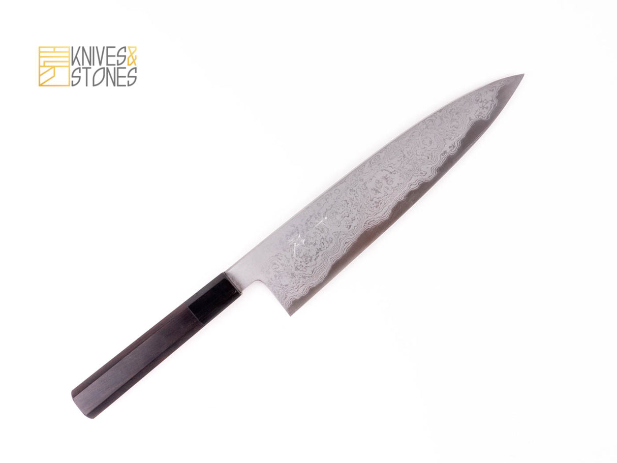 Sentan Blue 1 Damascus Gyuto 240mm with K&S Ebony Handle, by Yoshikazu Tanaka