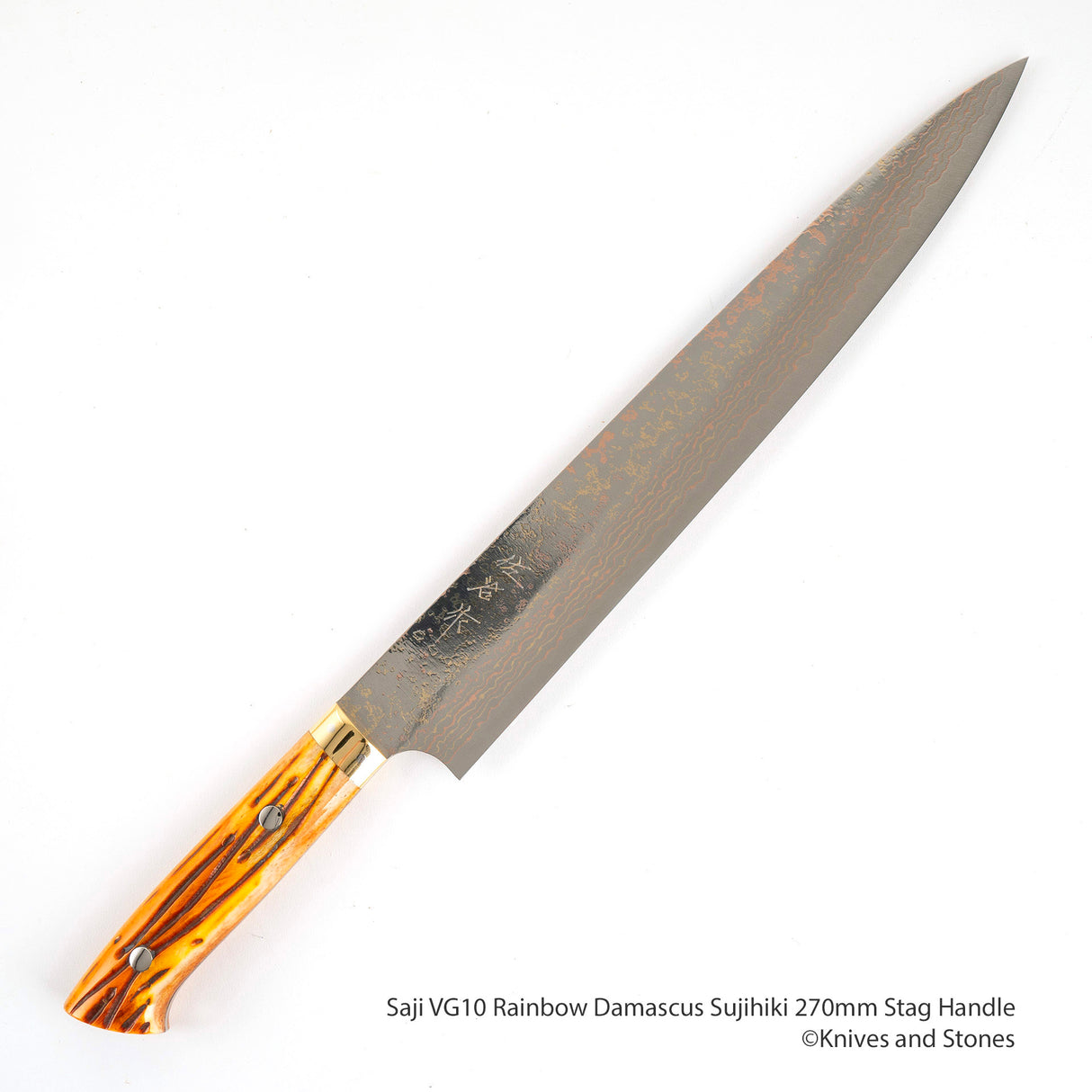 Saji VG10 Rainbow Damascus Sujihiki Ox Bone Handle 240/270 mm
